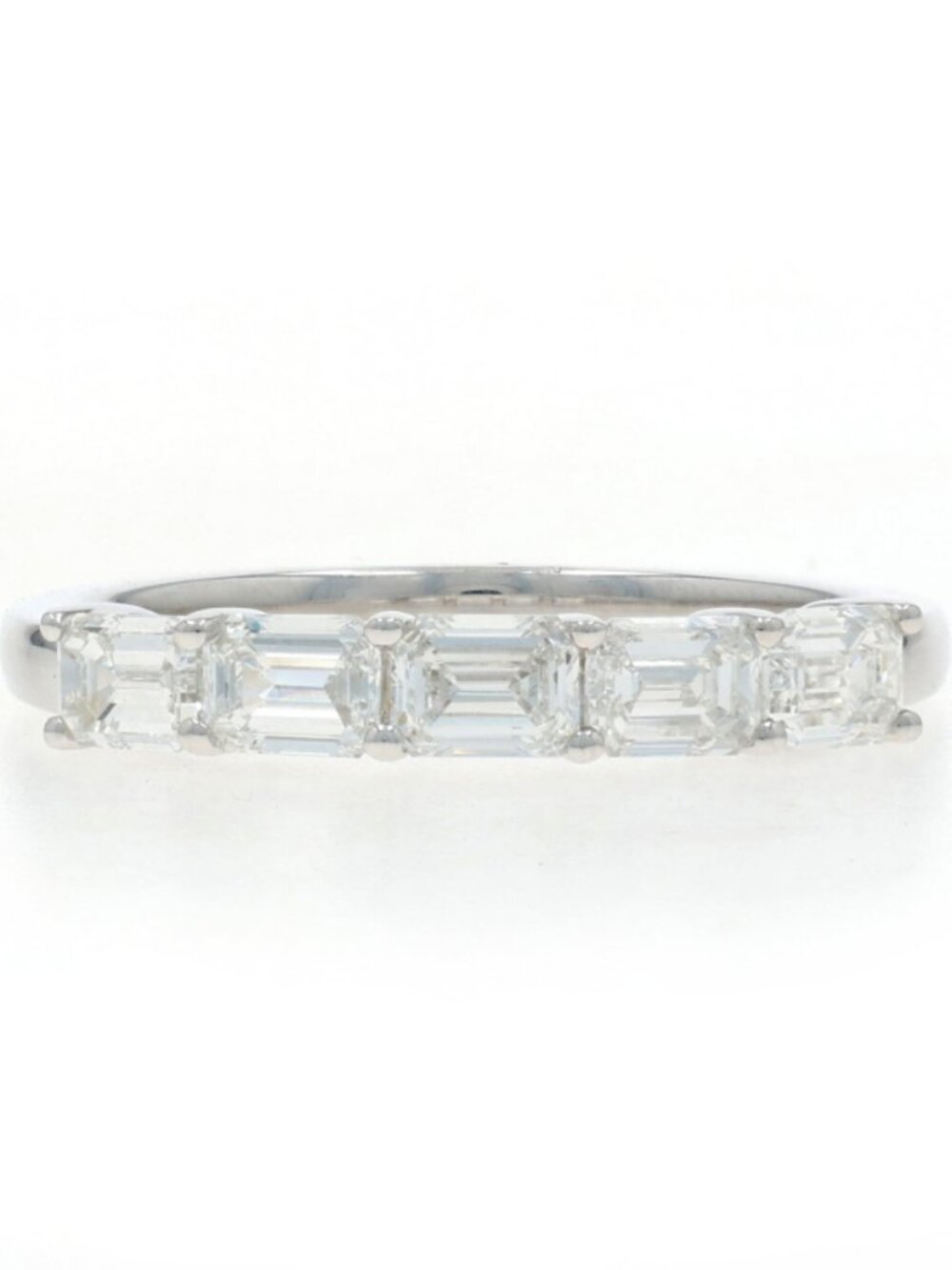 White Gold Diamond Wedding Band - 14k Emerald 1.10ctw Ring